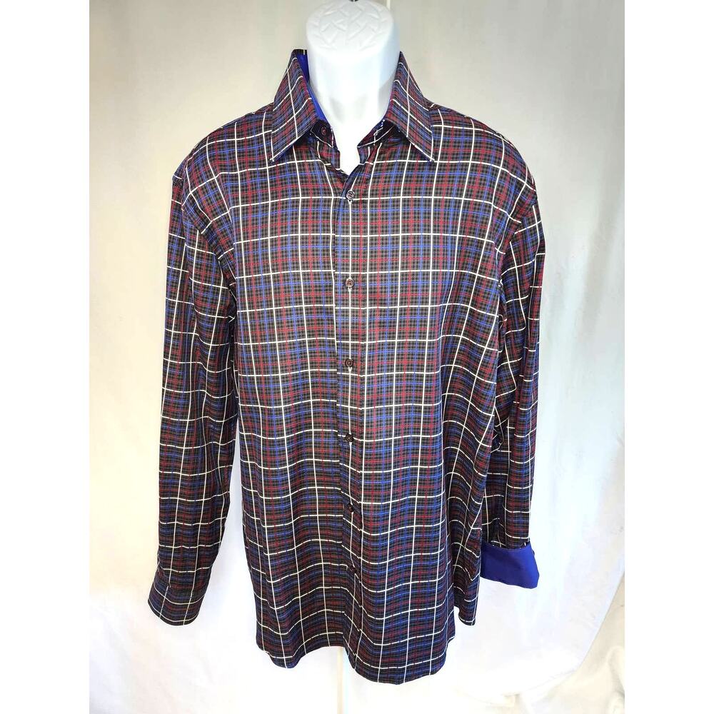 Bugatchi Dress Shirt XL Long Sleeve Button-Up Stripes